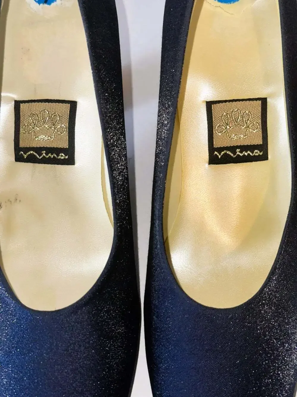 NINA Vintage Black Satin Fabric Pumps, Closed toe, slipons.  NEW w/box, Size 7